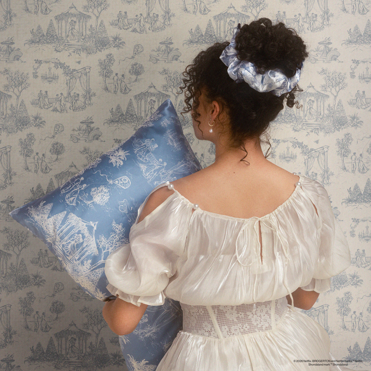 Bridgerton x Kitsch Satin Pillowcase in Garden Toile 2 Pack - King - Everyday Essentials