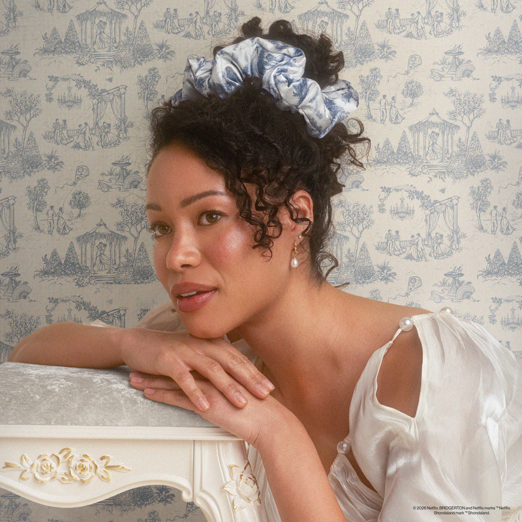Bridgerton x Kitsch Satin Pillow Scrunchies in Toile in Bloom - Everyday Essentials