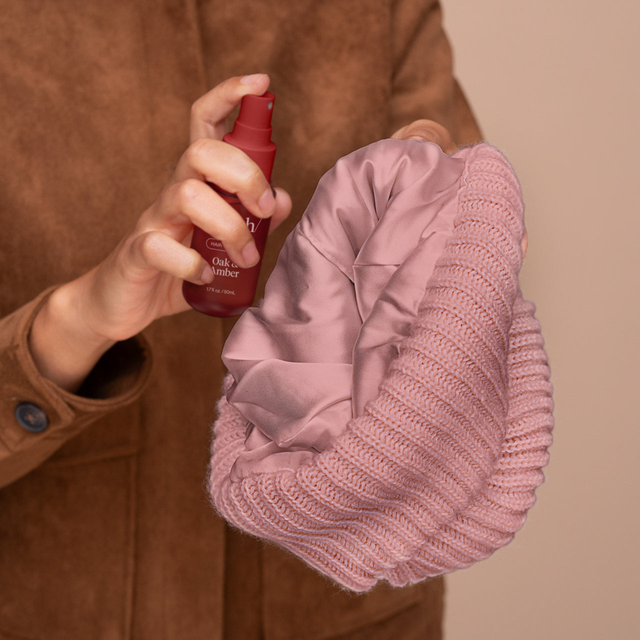 GlazeyTM Satin-Lined Beanie in Blush - Signature Selection