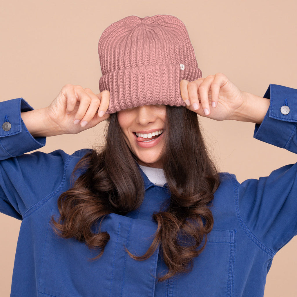GlazeyTM Satin-Lined Beanie in Blush - Signature Selection