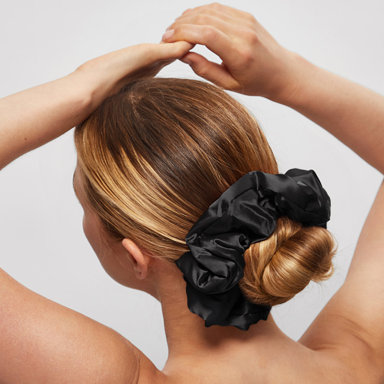 Black Satin Pillow Scrunchies 4pc Set - Signature Selection