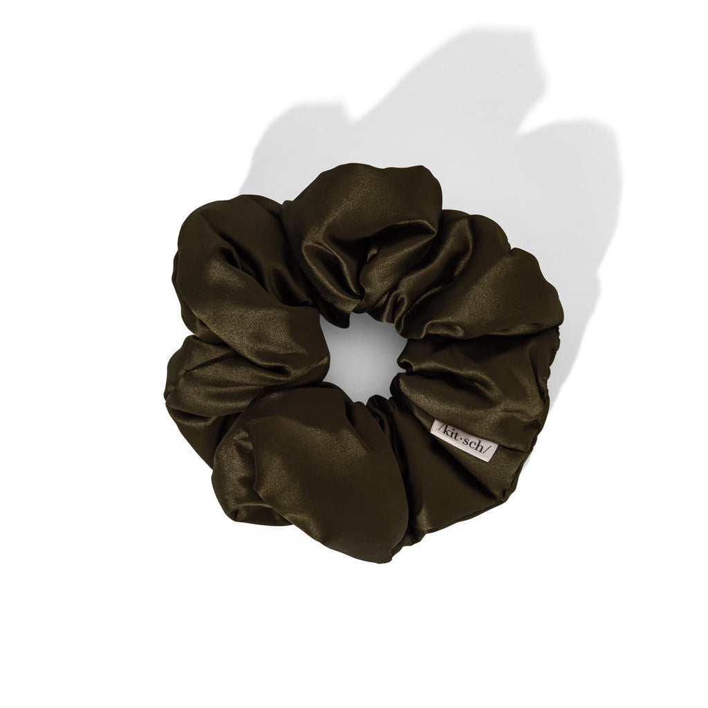 Black Satin Pillow Scrunchies 4pc Set - Signature Selection