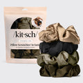 Black Satin Pillow Scrunchies 4pc Set - Signature Selection