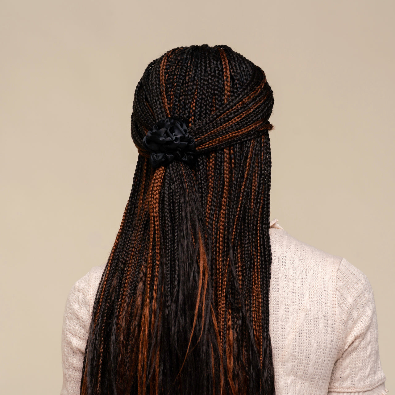 Black Rosette Ruched Satin Scrunchies - Everyday Essentials