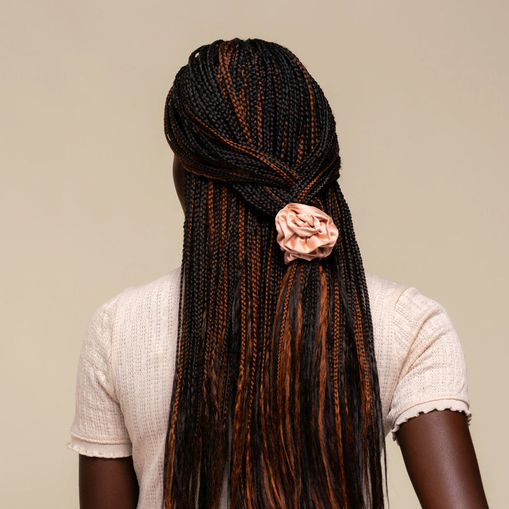 Terracotta Rosette Ruched Satin Scrunchies - Curated Collection