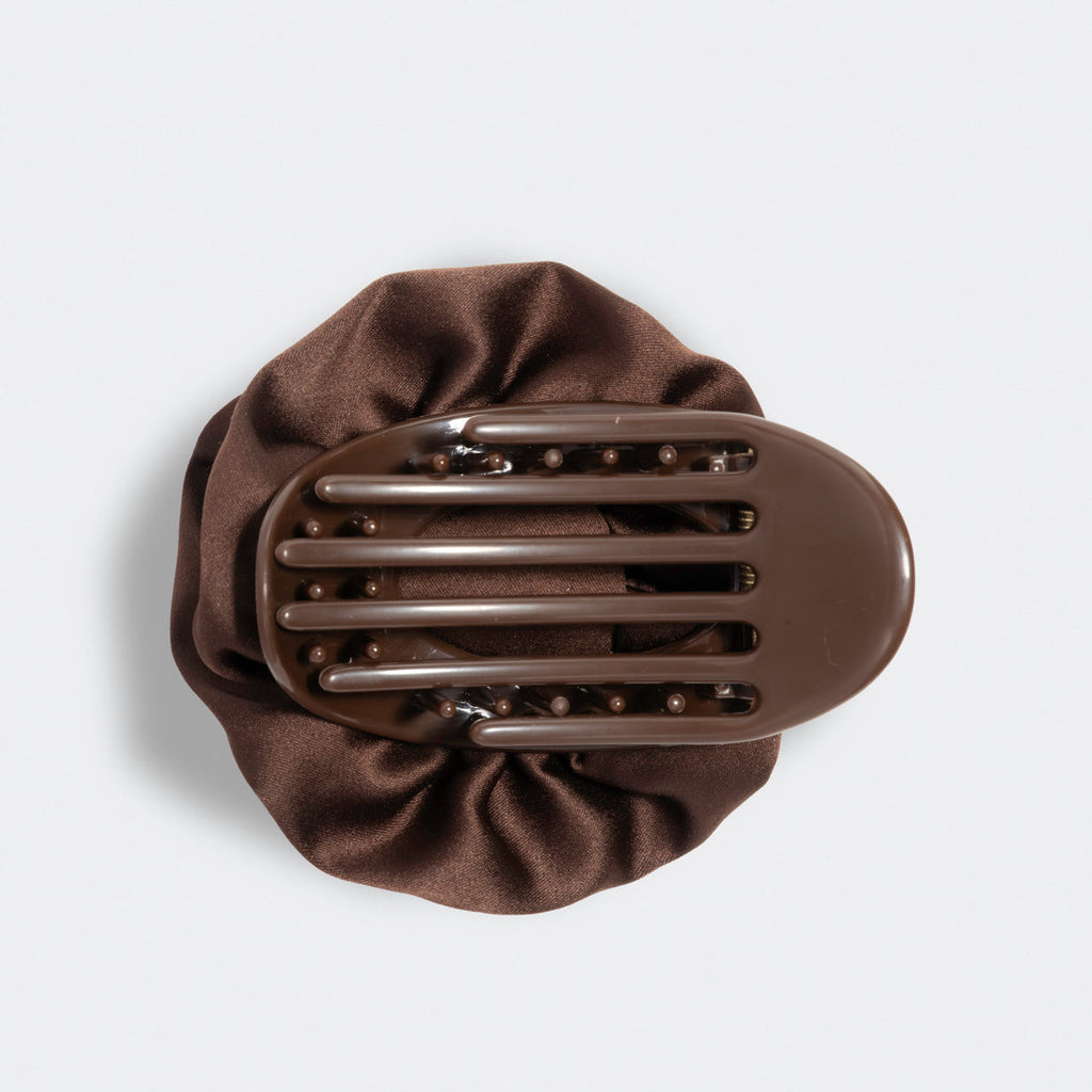 Satin Rosette Medium Flat Cloud Clip - Chocolate - Everyday Essentials