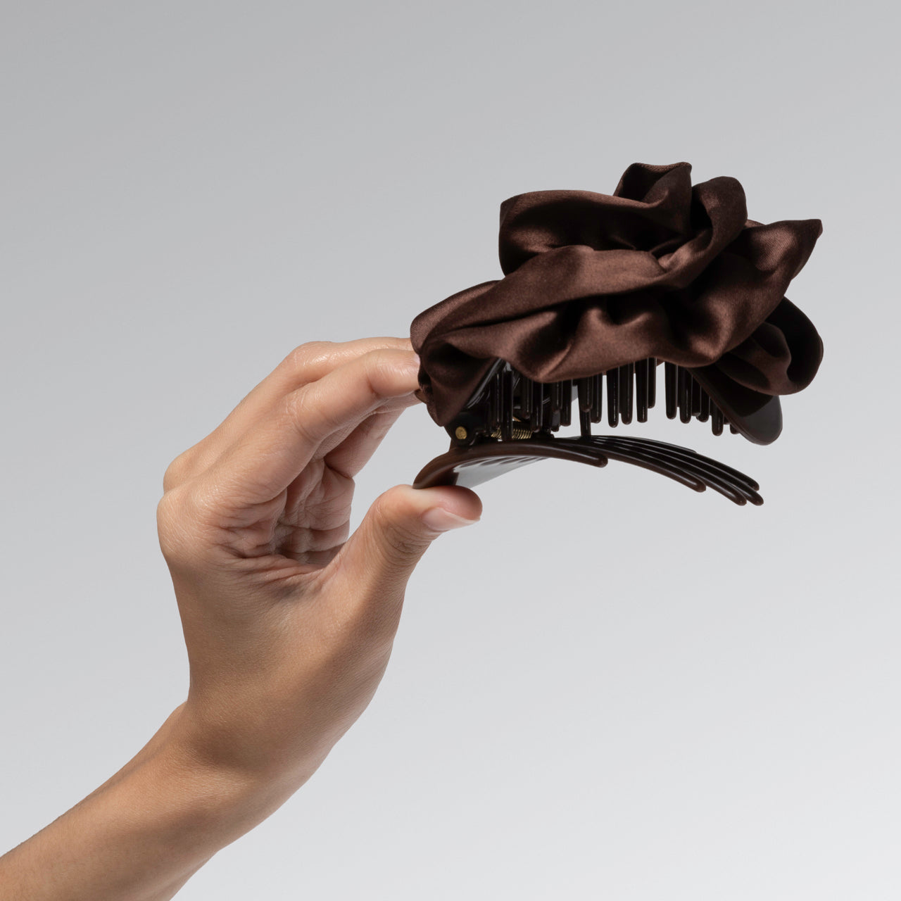 Satin Rosette Medium Flat Cloud Clip - Chocolate - Everyday Essentials