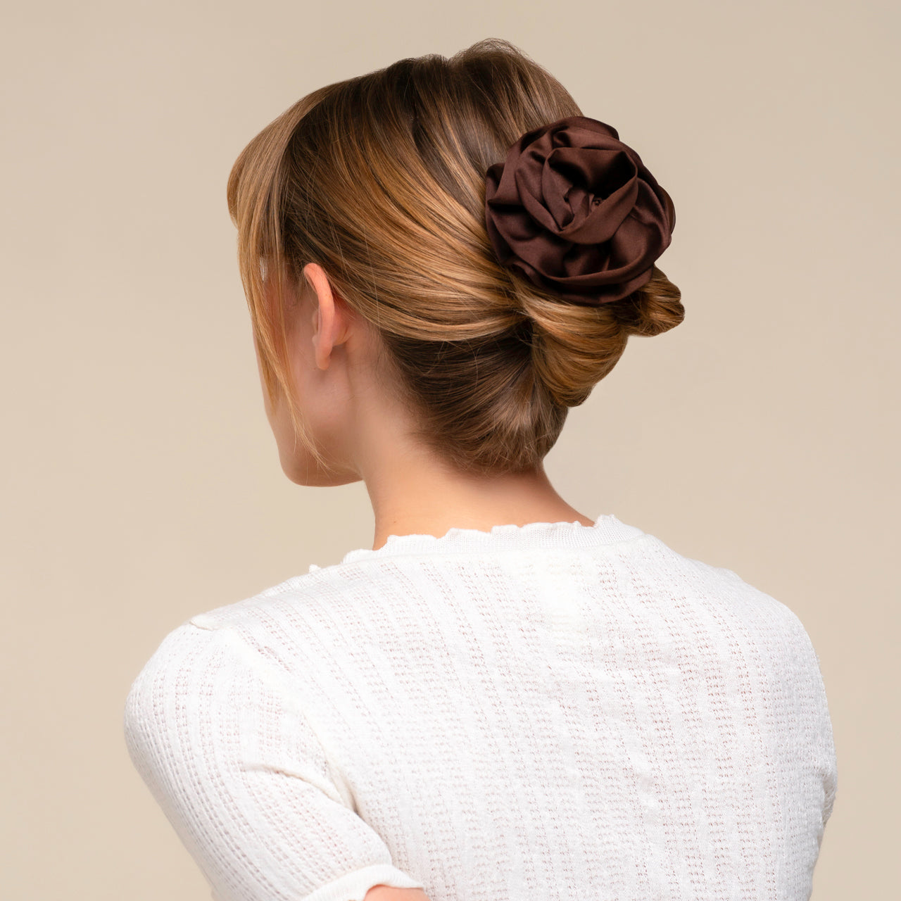 Satin Rosette Medium Flat Cloud Clip - Chocolate - Everyday Essentials