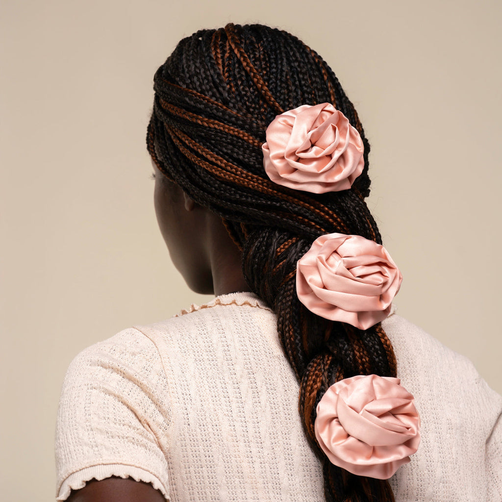 Satin Rosette Flat Cloud Clip in Terracotta - Medium - Signature Selection