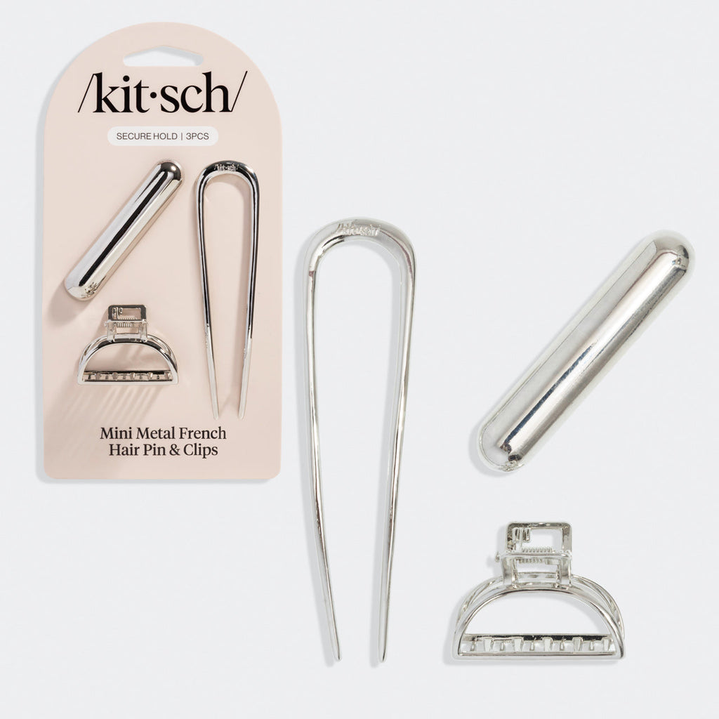Silver Mini Metal French Hair Pin and Clips Set - Signature Selection