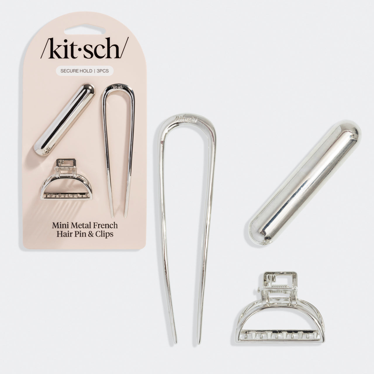 Silver Mini Metal French Hair Pin and Clips Set - Signature Selection
