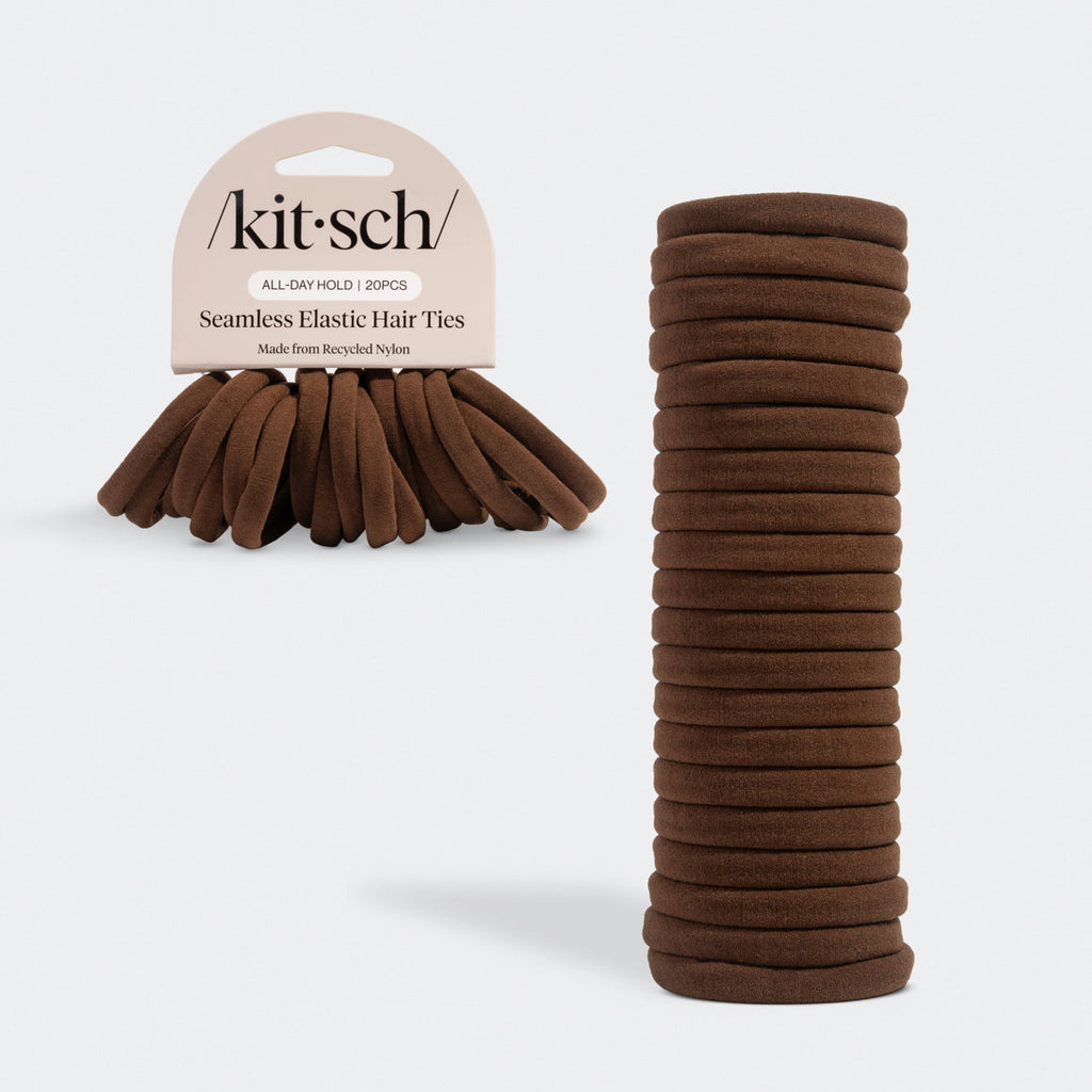 Chocolate Seamless Hair Elastics 20pc Set - Everyday Essentials