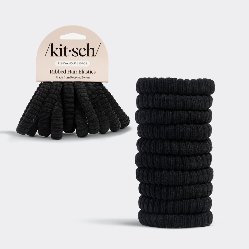 Black Ribbed Hair Elastics - Everyday Essentials