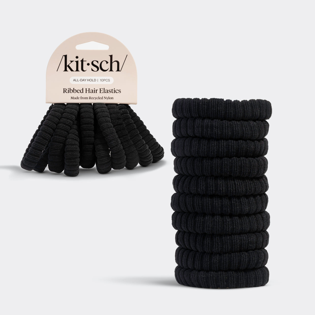 Black Ribbed Hair Elastics - Everyday Essentials