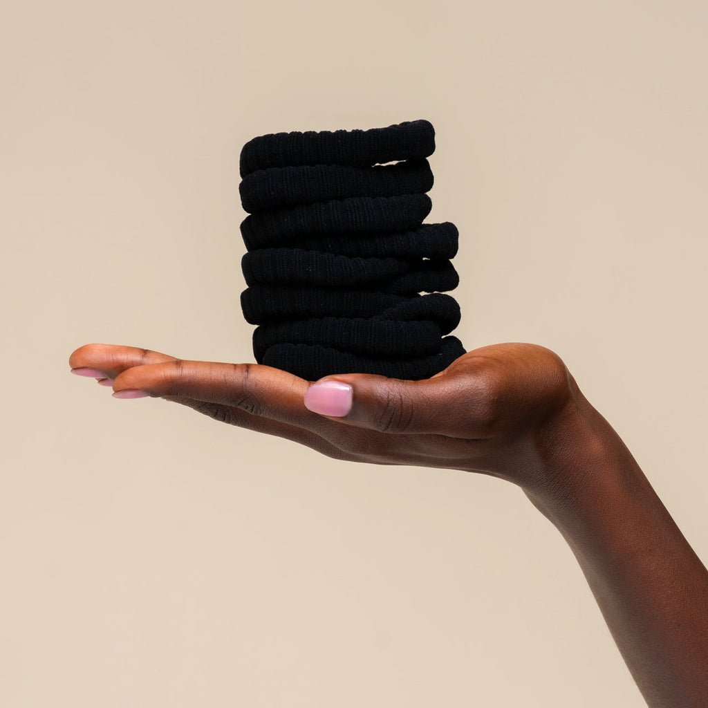Black Ribbed Hair Elastics - Everyday Essentials