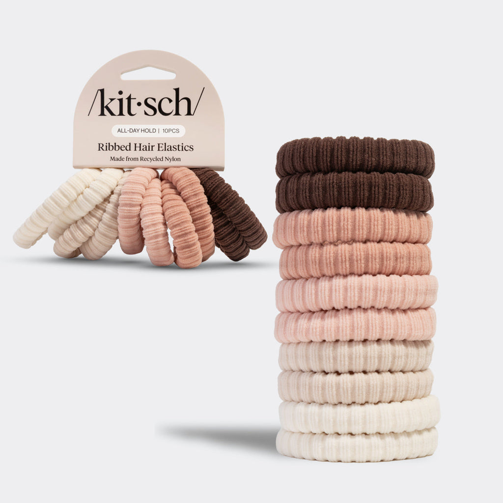 Blush Ribbed Hair Elastics - Curated Collection