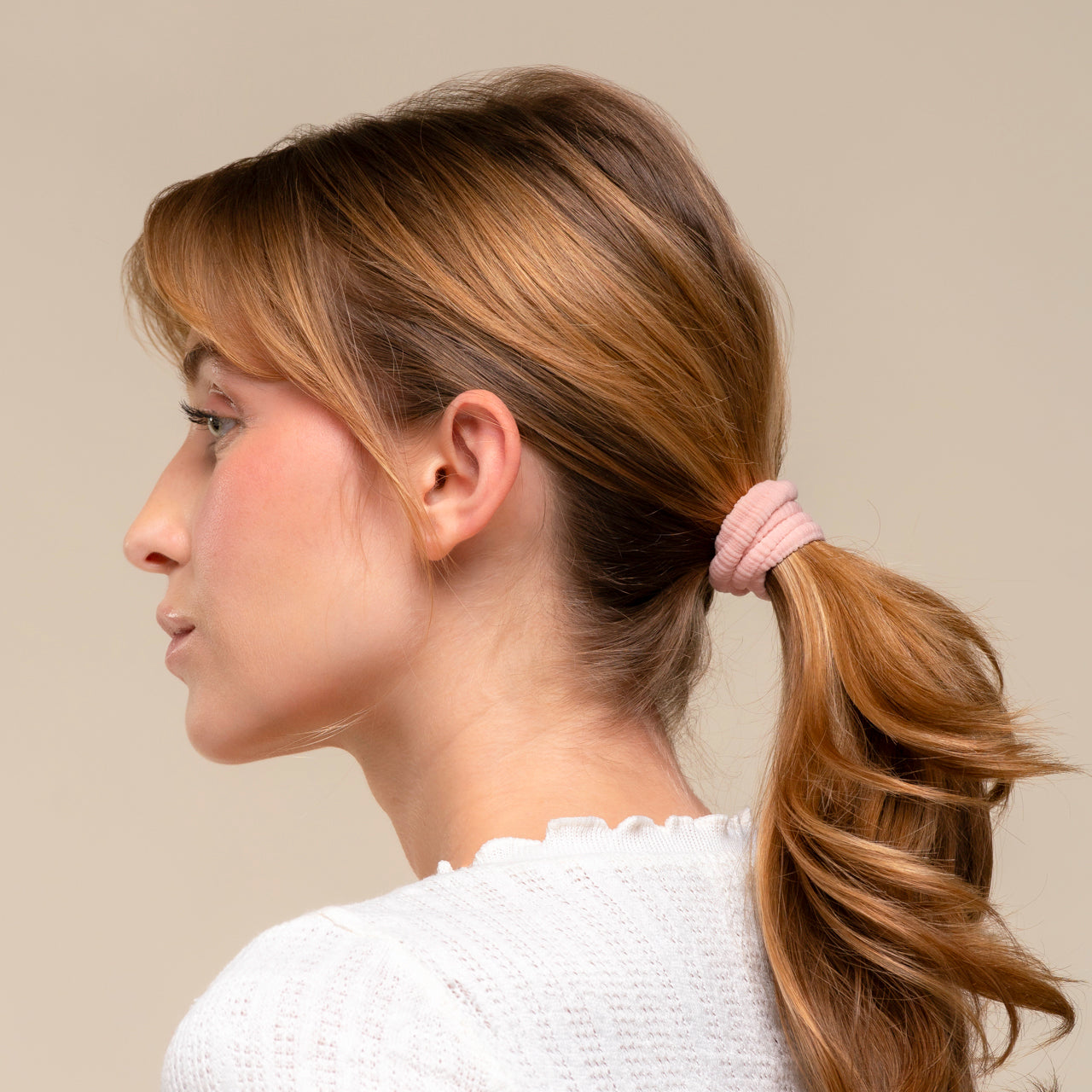 Blush Ribbed Hair Elastics - Curated Collection