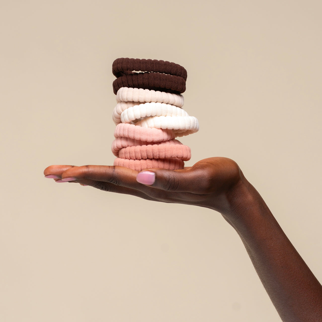 Blush Ribbed Hair Elastics - Curated Collection