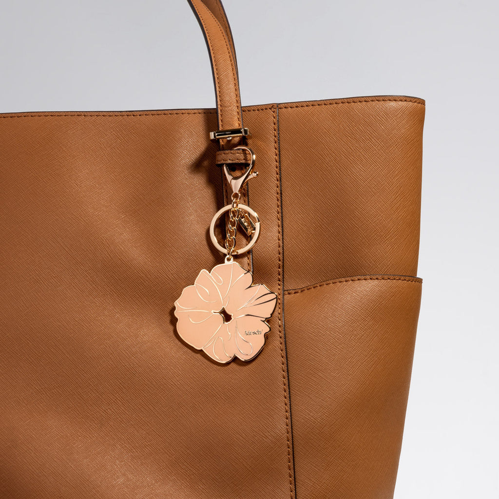 Terracotta Scrunchie Metal Enamel Keychain - Curated Collection