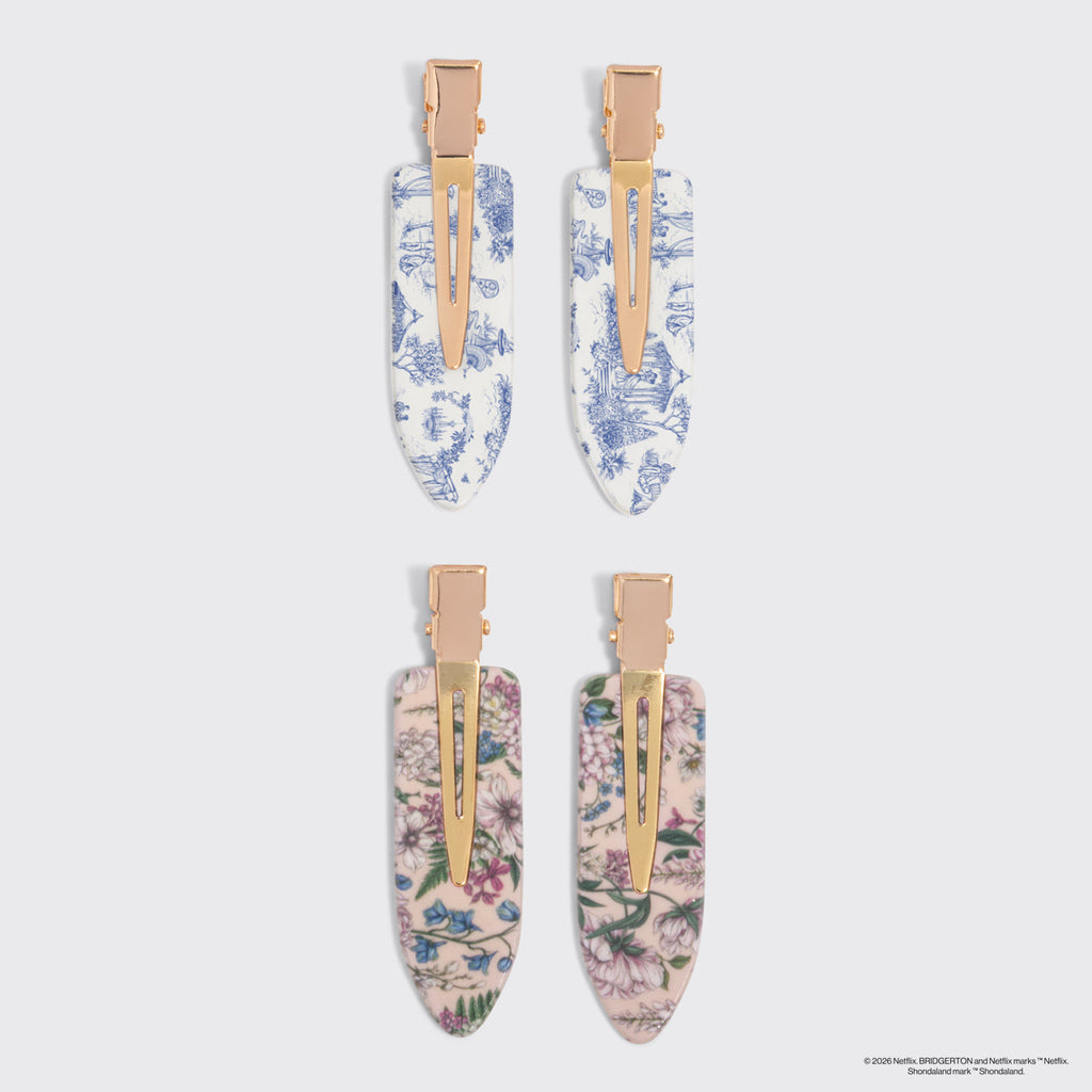 Bridgerton x Kitsch Creaseless Clips in Toile in Bloom - Everyday Essentials
