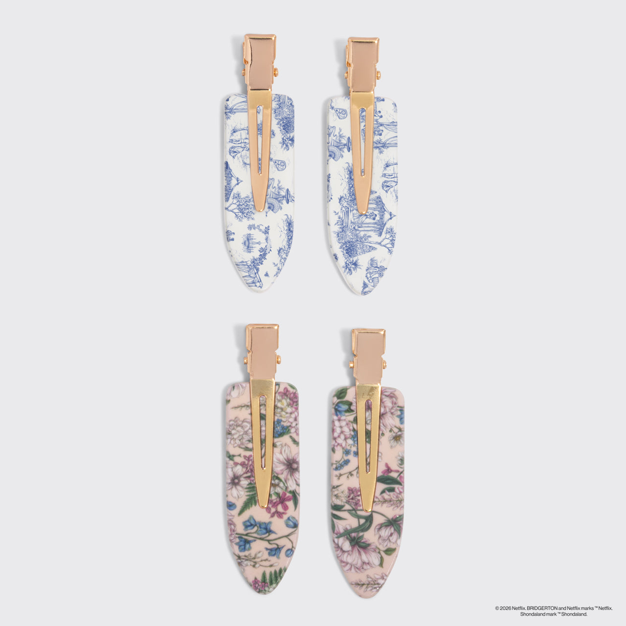 Bridgerton x Kitsch Creaseless Clips in Toile in Bloom - Everyday Essentials