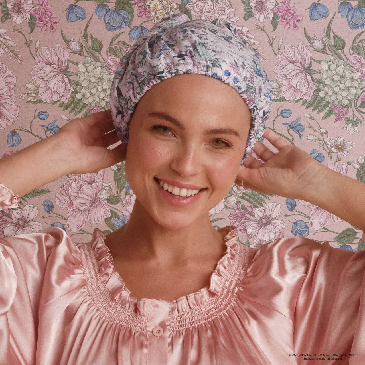 Bridgerton x Kitsch Satin-Lined Flexi Shower Cap in Wisteria - Signature Selection