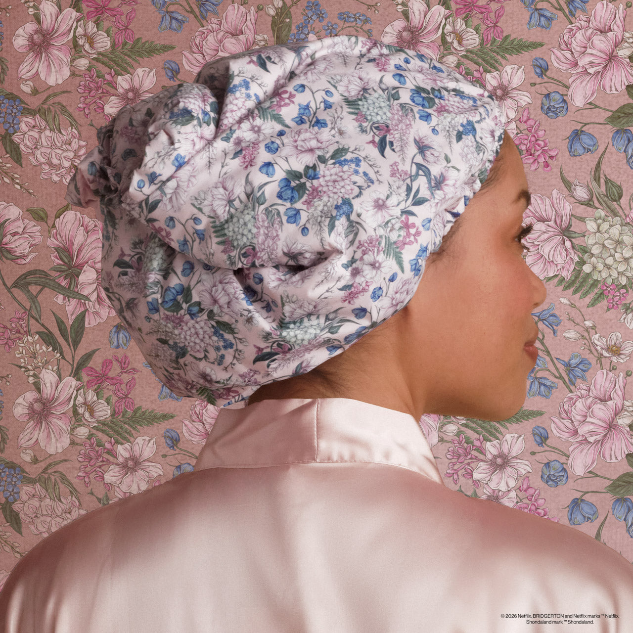 Bridgerton x Kitsch Satin-Lined Flexi Shower Cap in Wisteria - Signature Selection