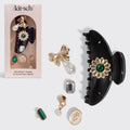 KitschPopTM Curved Claw Clip and Charms in Vintage Black - Curated Collection