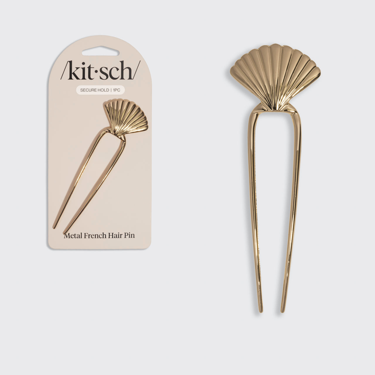 Metal Clam Shell French Hair Pin - Gold - Signature Selection