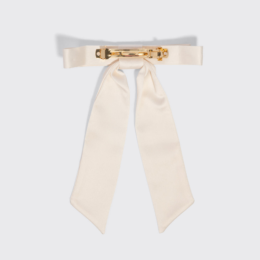 Cream Satin Bow Hair Clip - Everyday Essentials