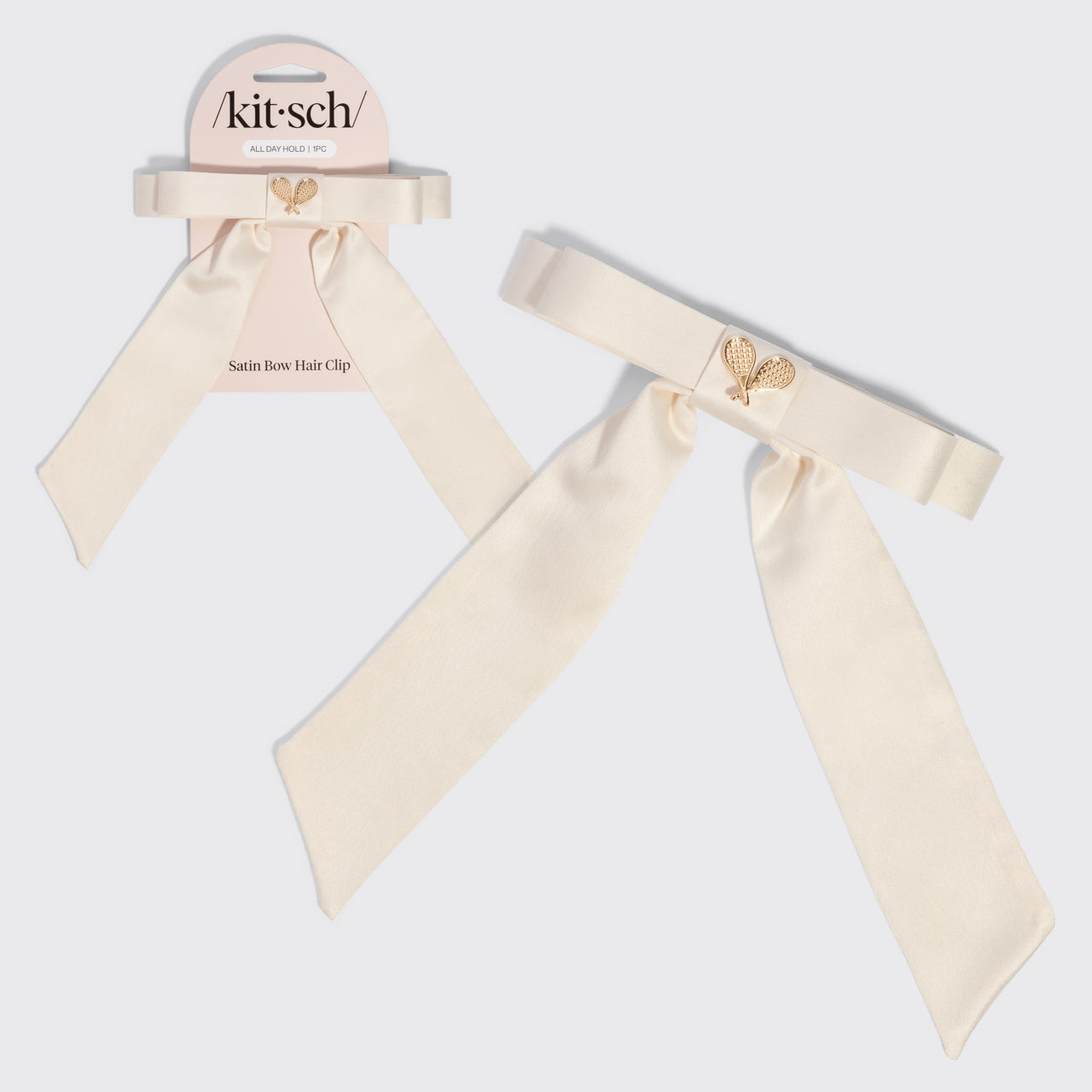 Cream Satin Bow Hair Clip - Everyday Essentials