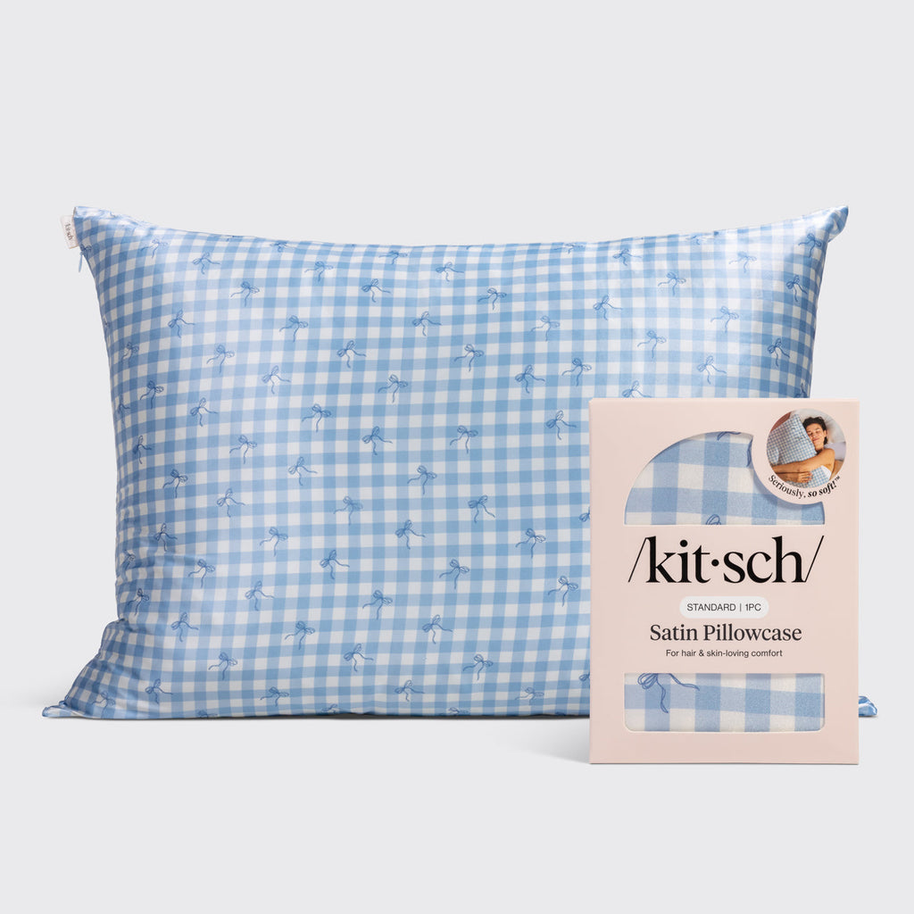 Satin Pillowcase in Gingham Blue - Everyday Essentials