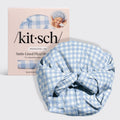 Gingham Blue Satin Lined Flexi Shower Cap - Signature Selection