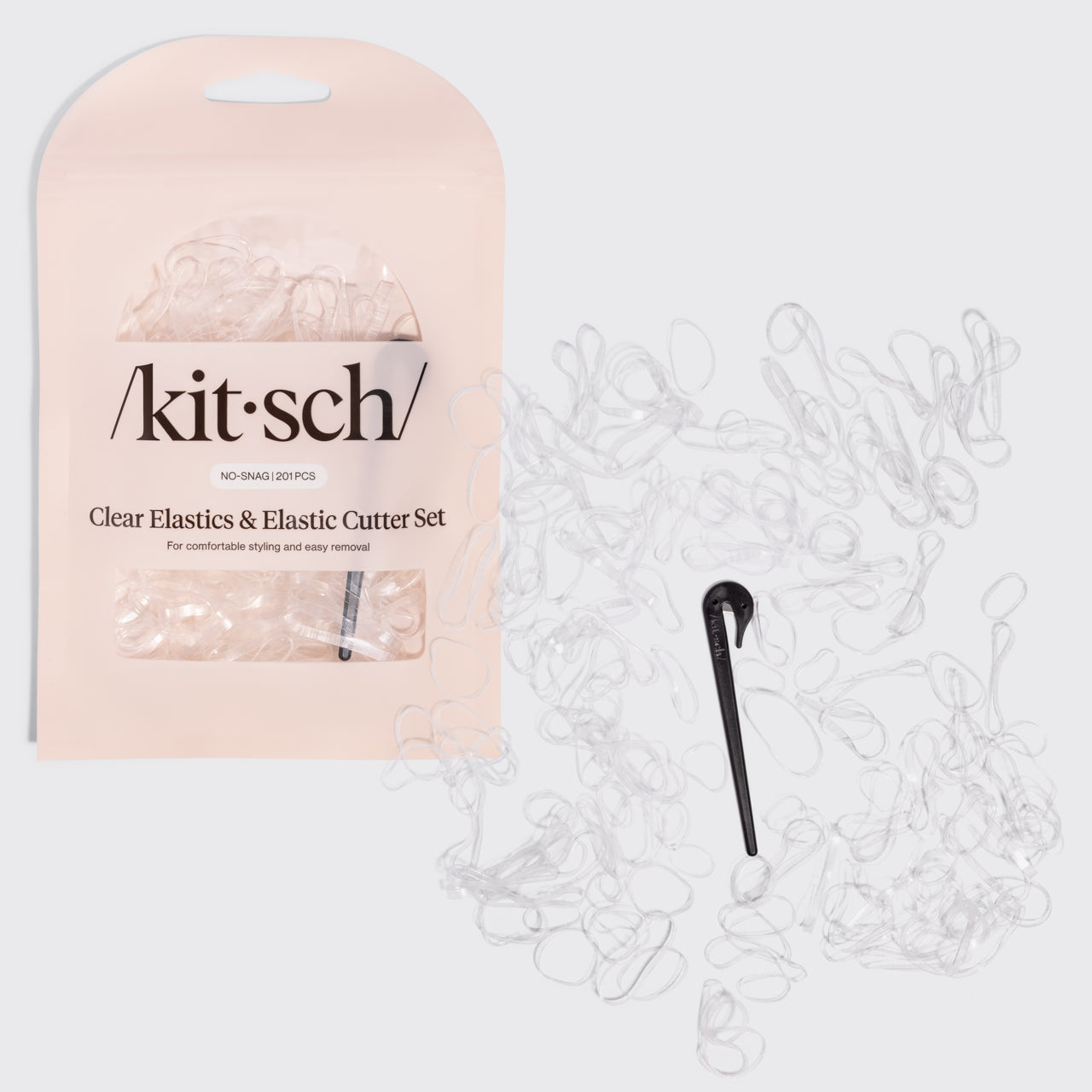Clear and Black No-Snag Elastics 200pcs and Cutter Set - Signature Selection