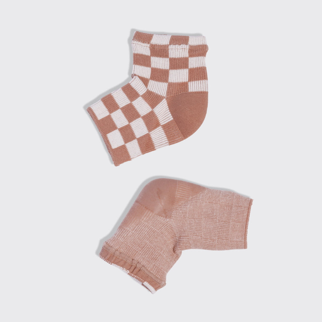 Terracotta Checker Moisturizing Heel Socks - Medium - Everyday Essentials