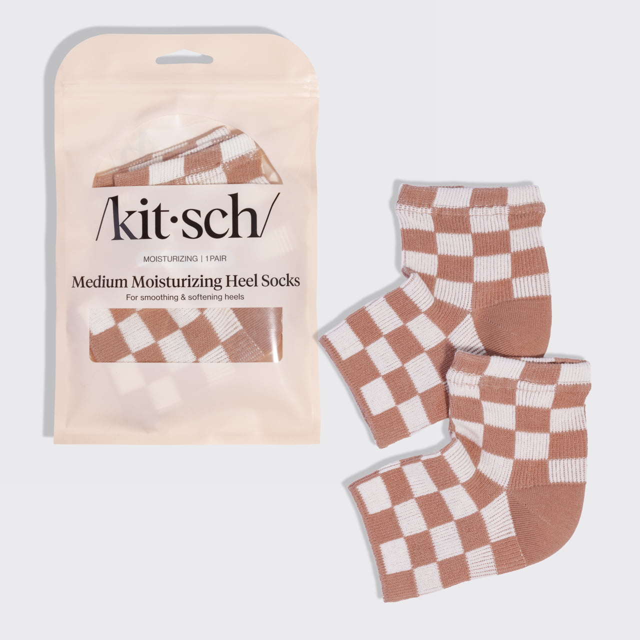 Terracotta Checker Moisturizing Heel Socks - Medium - Everyday Essentials