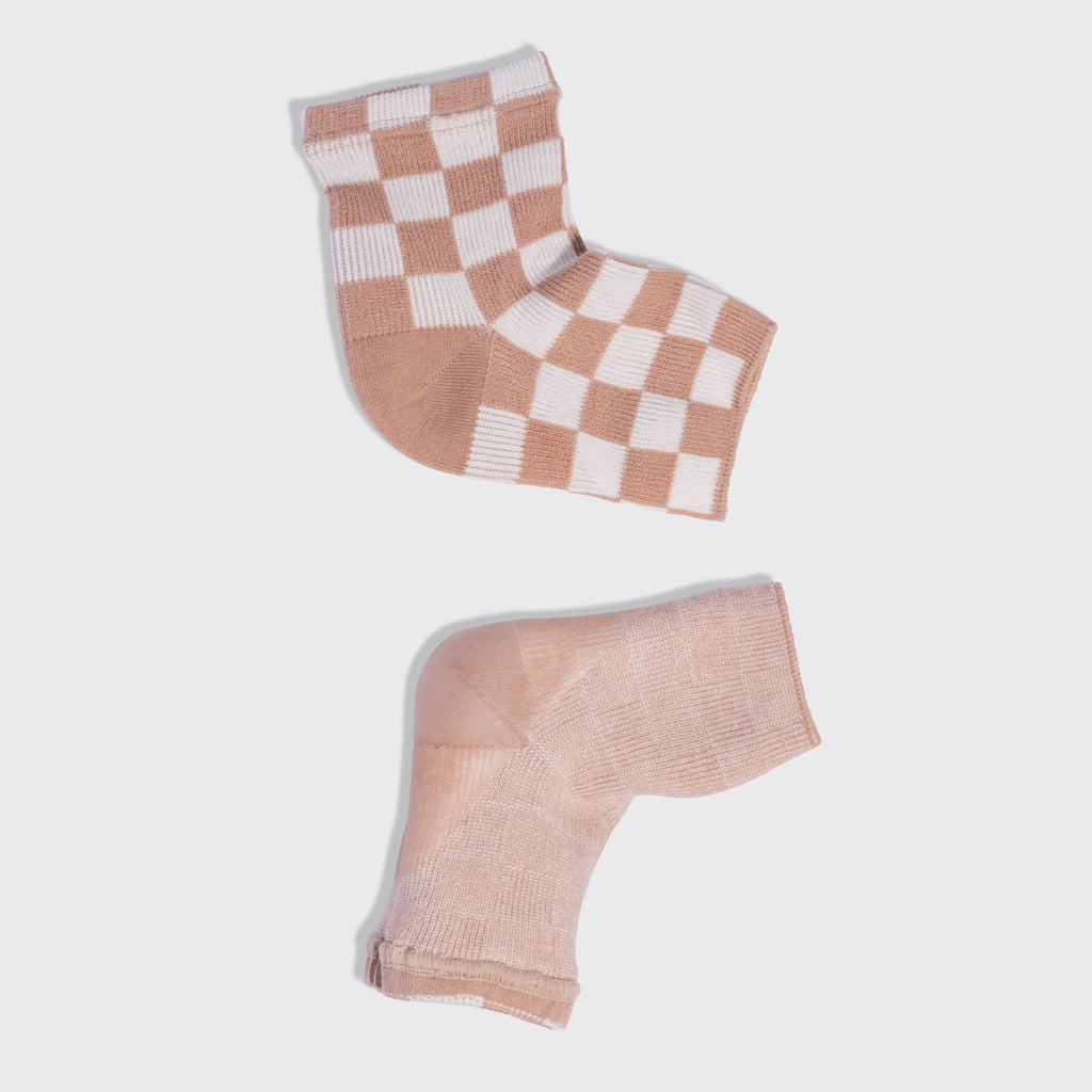 Terracotta Checker Moisturizing Heel Socks - Large - Curated Collection