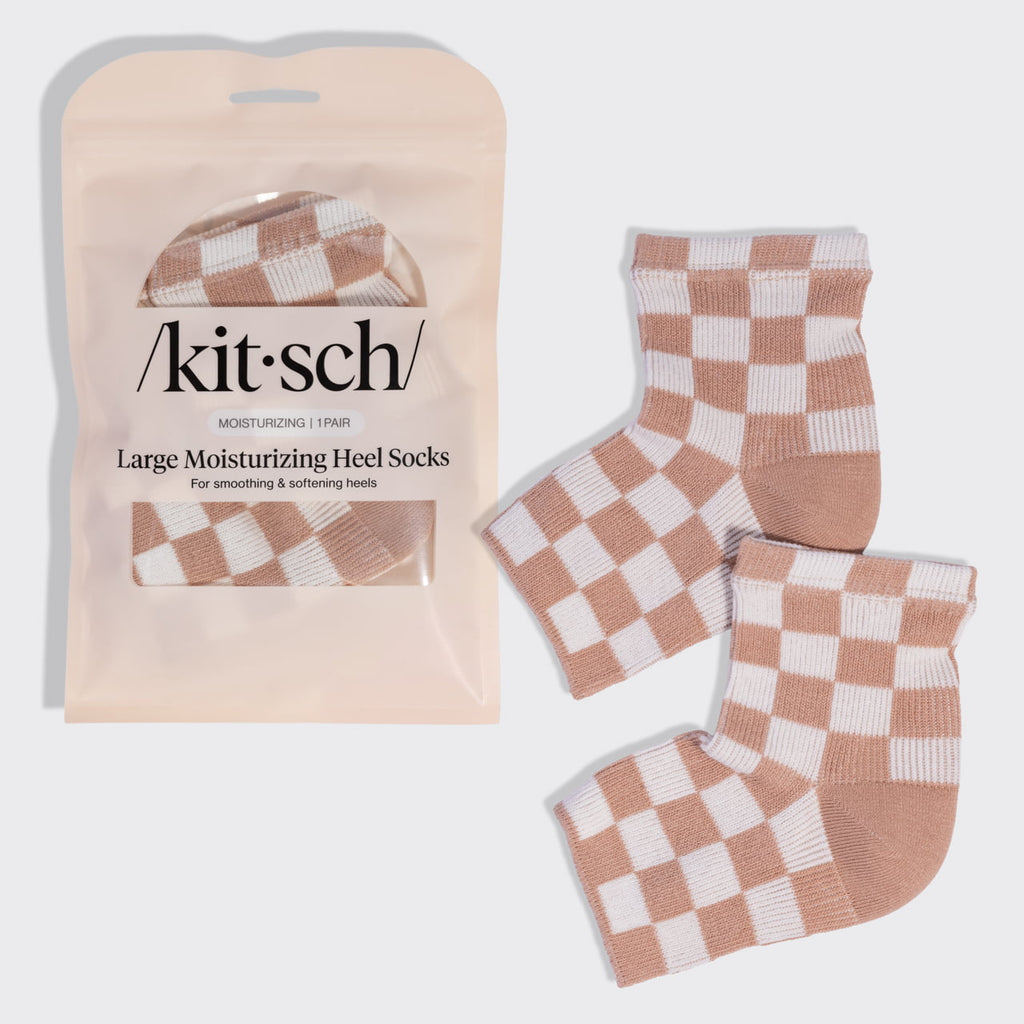 Terracotta Checker Moisturizing Heel Socks - Large - Curated Collection