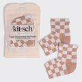 Terracotta Checker Moisturizing Heel Socks - Large - Curated Collection