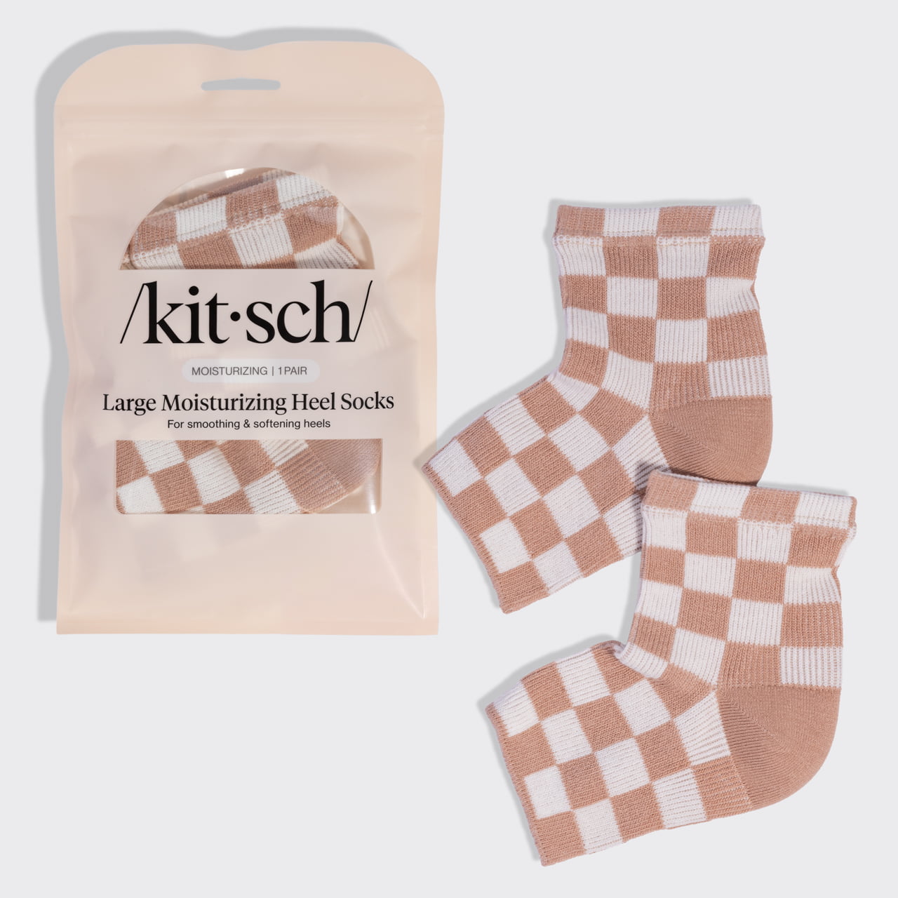 Terracotta Checker Moisturizing Heel Socks - Large - Curated Collection