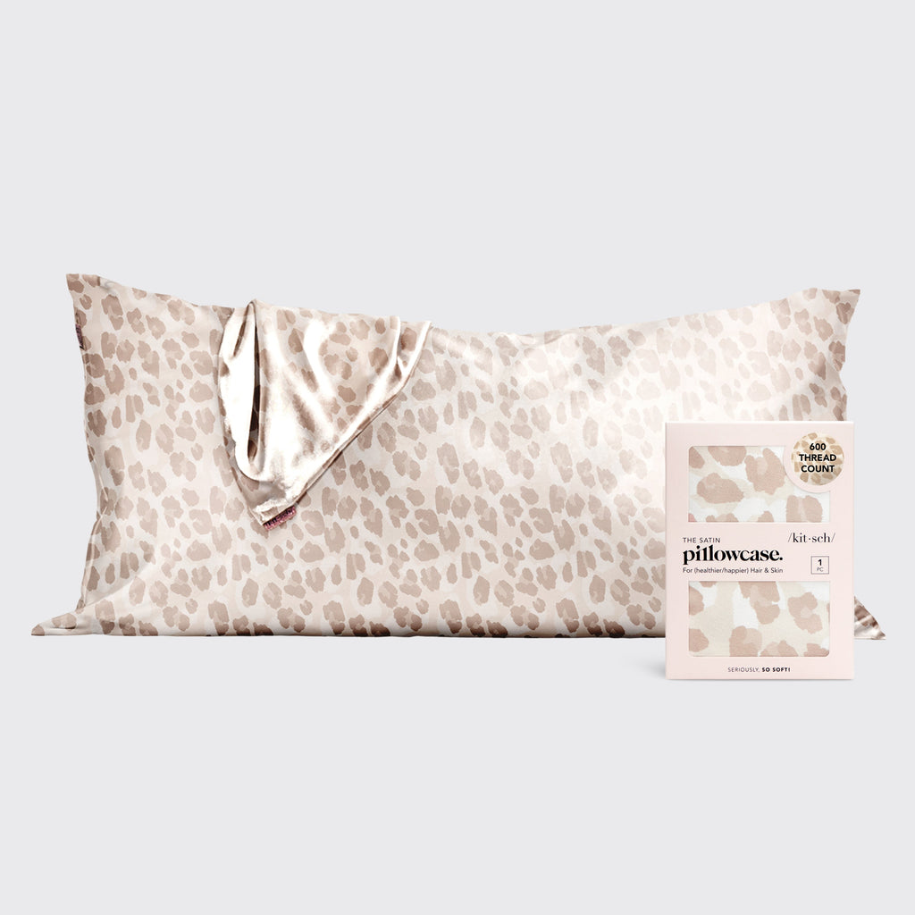 Satin Pillowcase in Leopard 2 Pack - King - Everyday Essentials