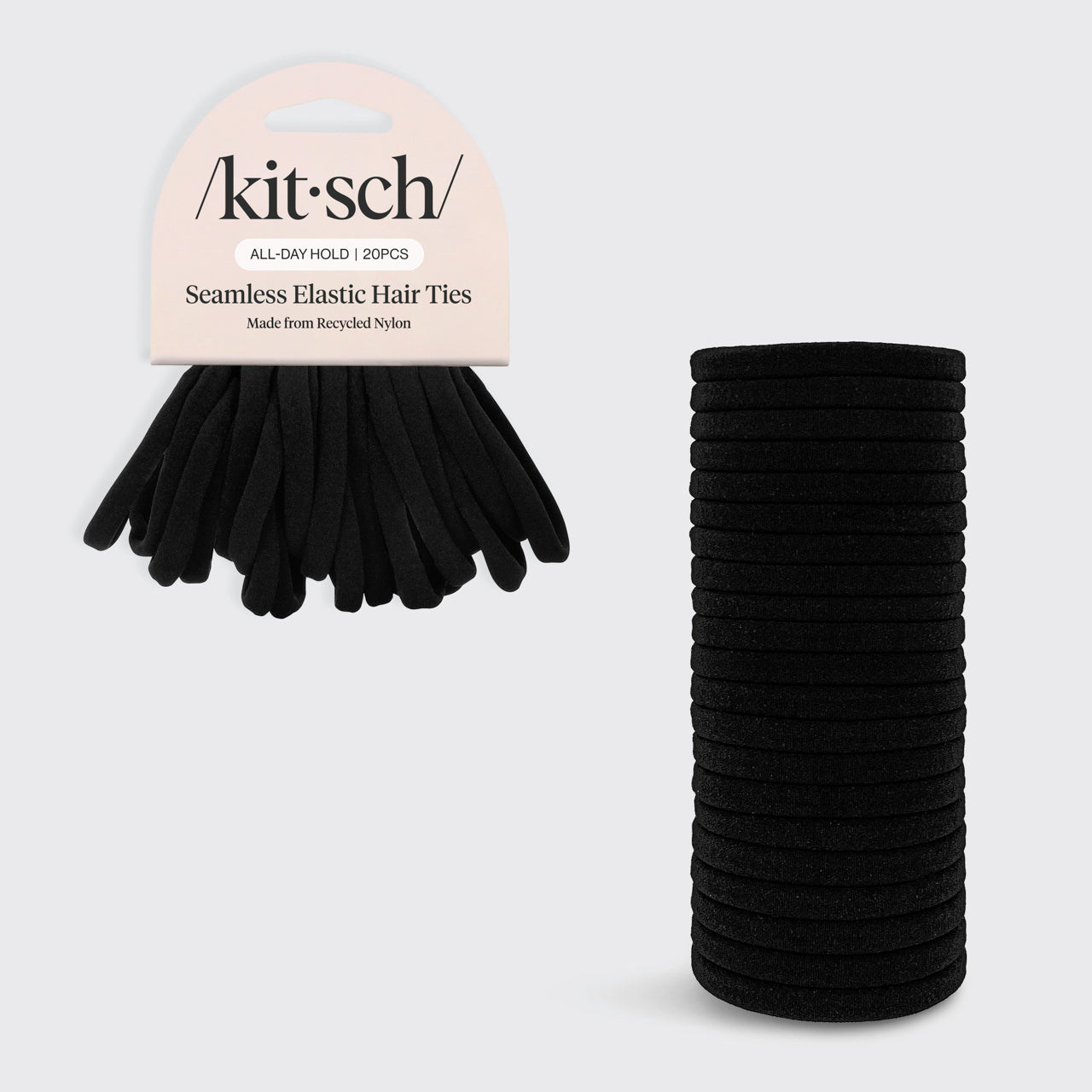 Black Elastic Hair Ties 20pc Set - Curated Collection