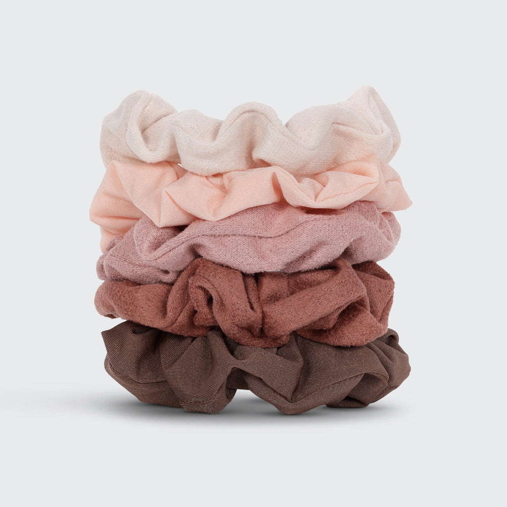 Assorted Textured Scrunchies 5pc Set - Terracotta - Signature Selection