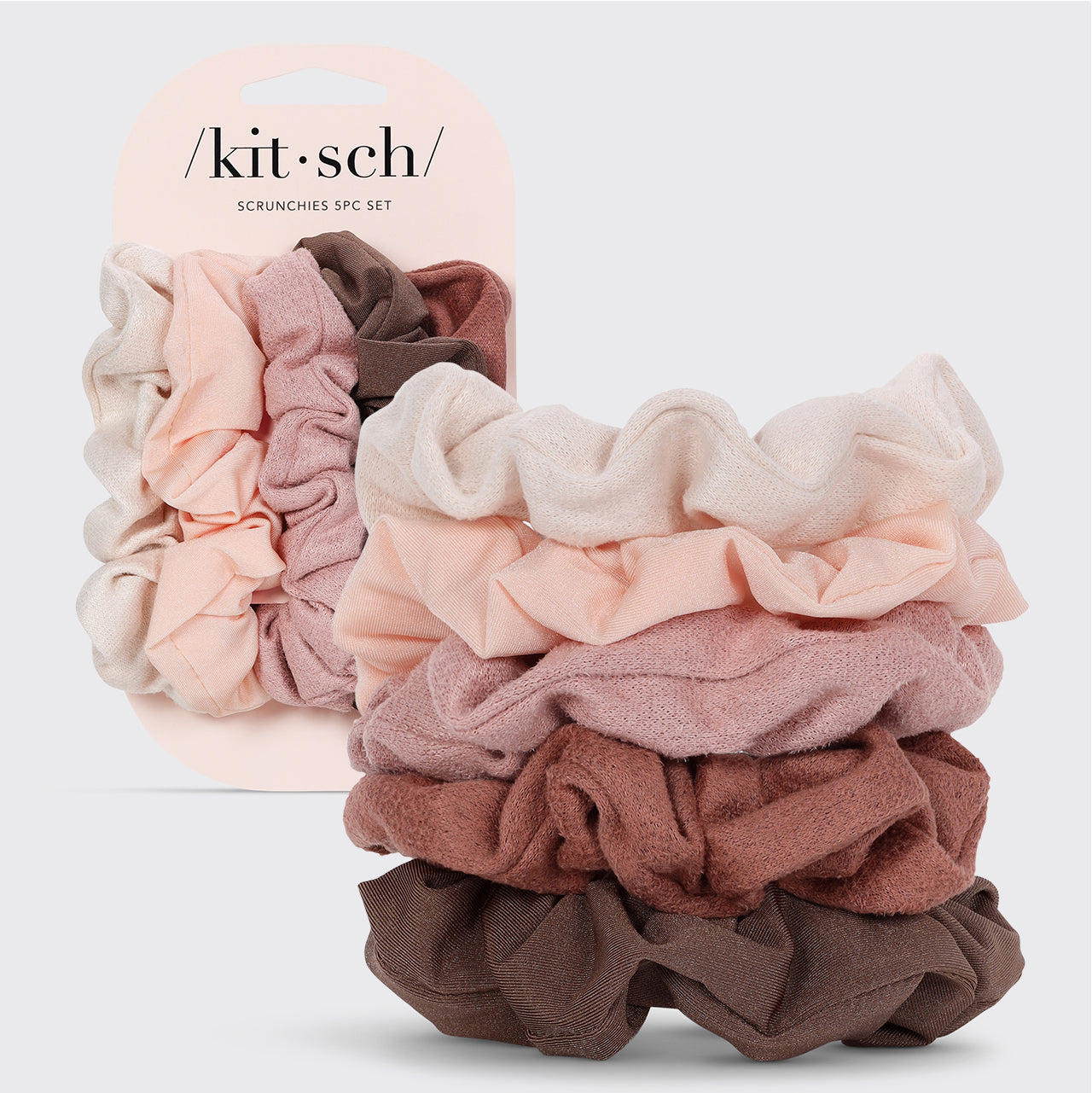 Assorted Textured Scrunchies 5pc Set - Terracotta - Signature Selection