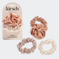 Terracotta Rosette Ruched Satin Scrunchies - Curated Collection