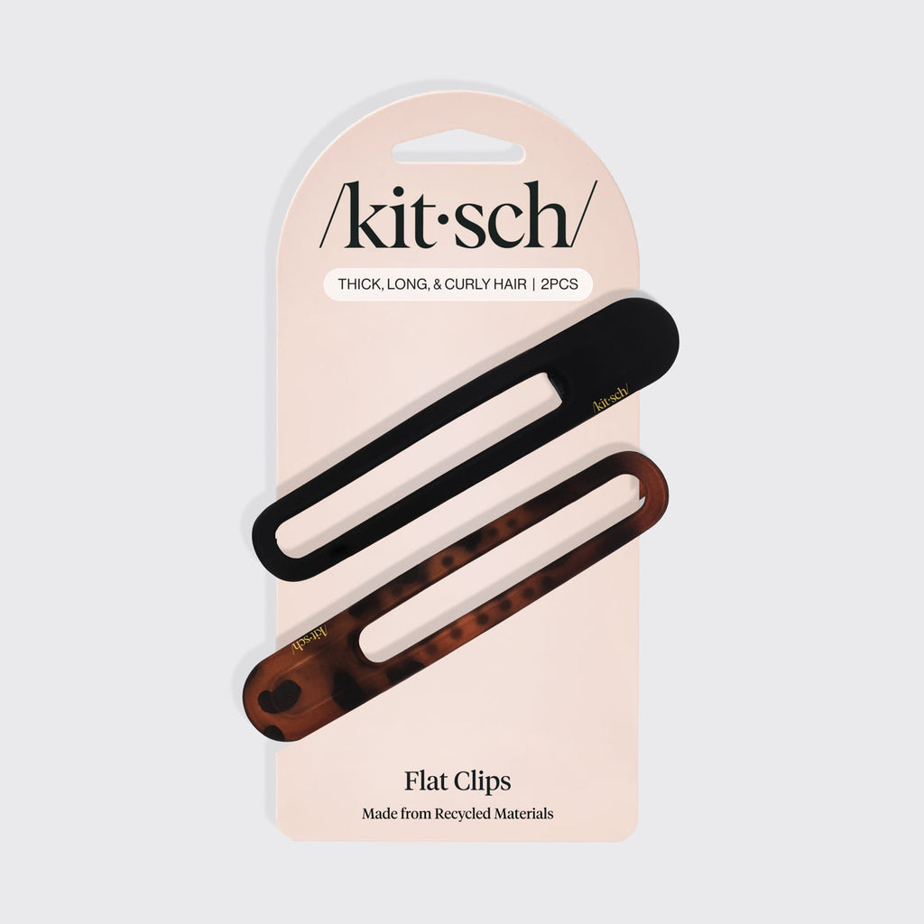 Black and Tort Curved Flat Lay Claw Clips 2pc Set - Everyday Essentials