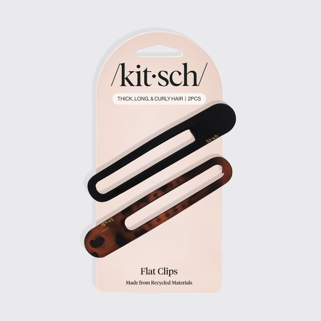 Black and Tort Curved Flat Lay Claw Clips 2pc Set - Everyday Essentials