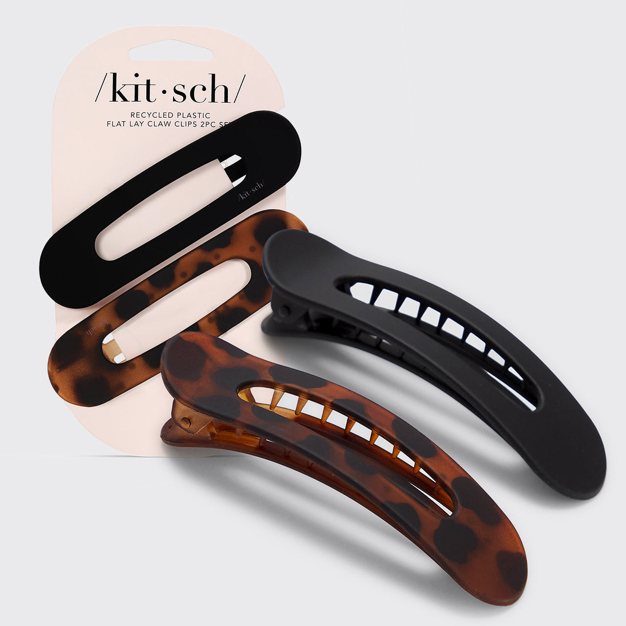 Black and Tort Flat Lay Claw Clips 2pc Set - Signature Selection