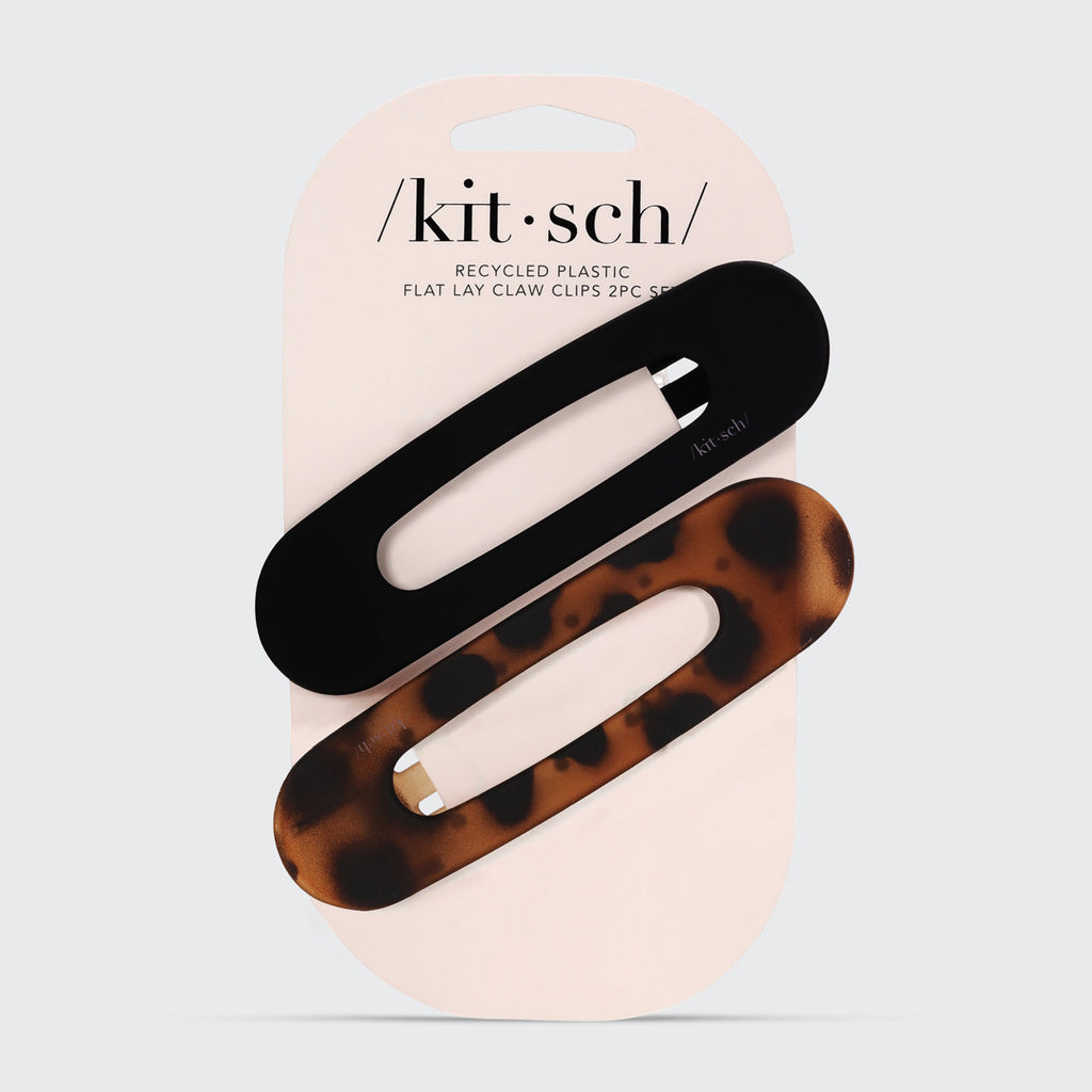 Black and Tort Flat Lay Claw Clips 2pc Set - Signature Selection