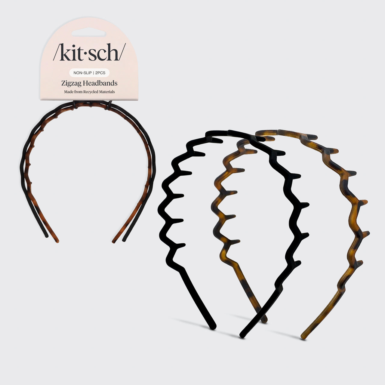 Black and Tort Zig Zag Headbands 2pc Set - Curated Collection